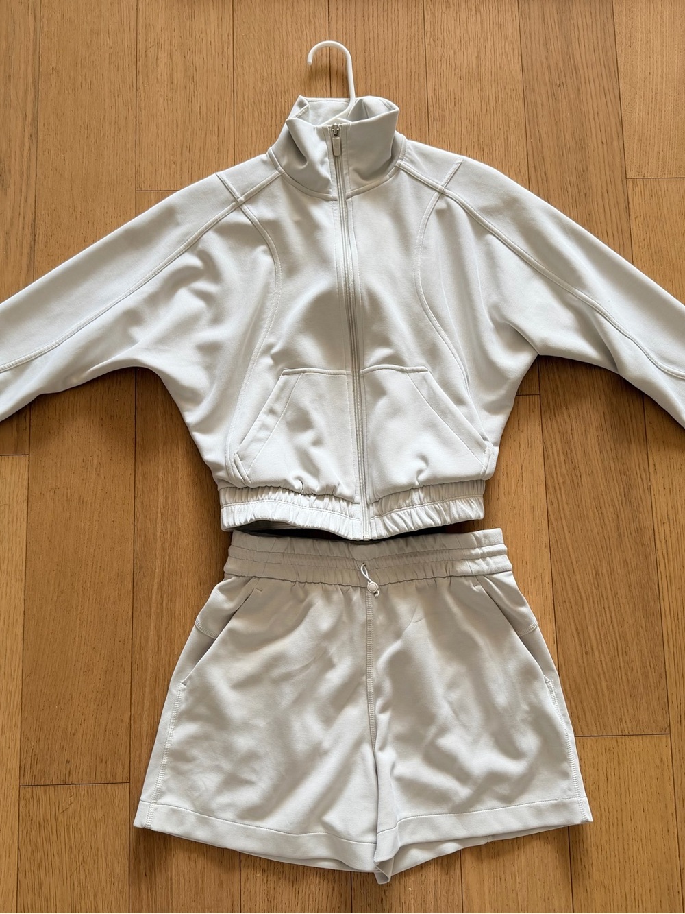 Lululemon Cropped Zip Jacket & Drawstring Shorts Set in Bone - Picture 2 of 4